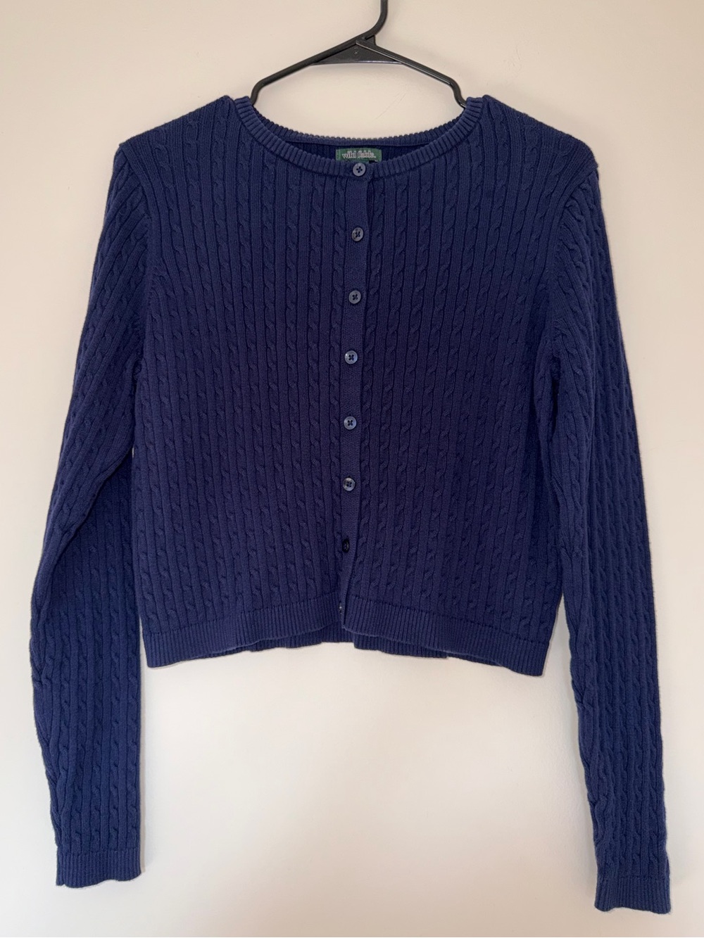 wild fable Navy Cable-Knit Button-Front Cropped Cardigan